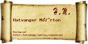 Hatvanger Márton névjegykártya
